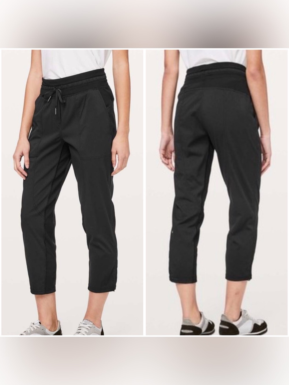 Lululemon Women’s Dance Studio Cropped Black Pants Pinstripes 4